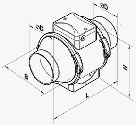 Размеры вентилятора Vents TT 125 T